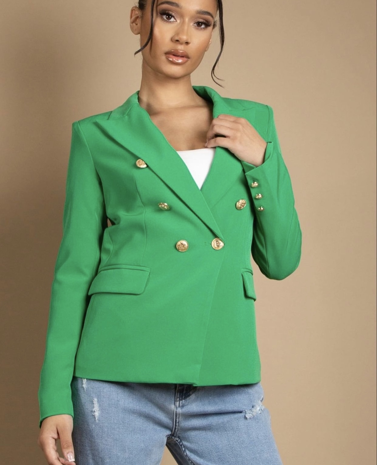 Green Double Breast Blazer – Designer Chic