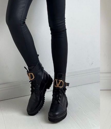 Black and best sale gold combat boots