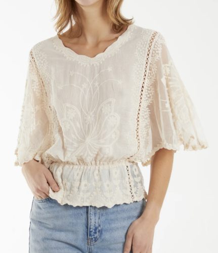 Cream Butterfly Batwing Top