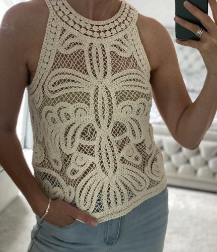 ‘Tia’ Beige Crochet Halter