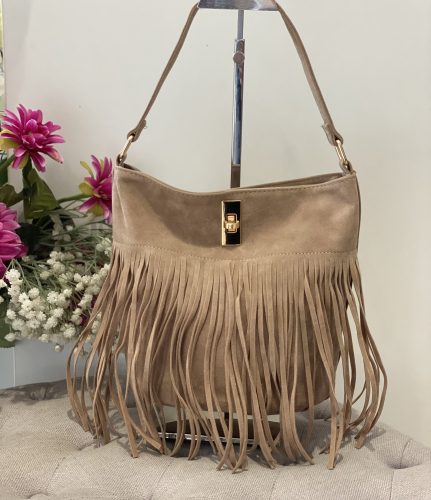 KELLI Beige Fringed Bag