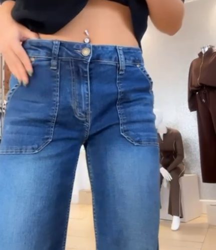 DAISY Mid Wash Pocket Wide Leg Jeans