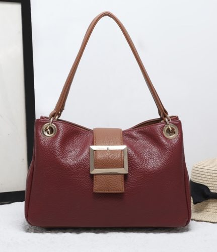 Two Tone Leather Look Bag - Various Colours