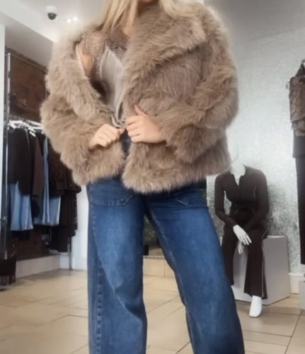 CELESTE Taupe Faux Fur Jacket