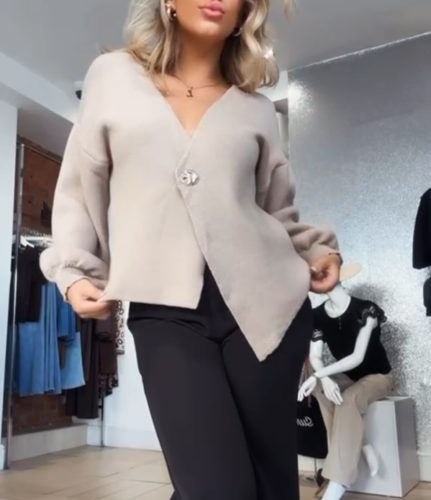 CLEO Taupe Asymmetrical Cardigan